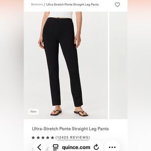 NWT Quince black Ponte straight leg pants size LARGE.